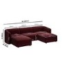 Large Burgundy Velvet 4-Seater U-Shape Modular Chaise Sofa - Laine