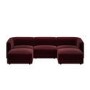 Large Burgundy Velvet 4-Seater U-Shape Modular Chaise Sofa - Laine