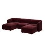 Large Burgundy Velvet 4-Seater U-Shape Modular Chaise Sofa - Laine