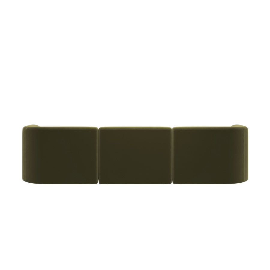 Large Olive Green Velvet 4-Seater U-Shape Modular Chaise Sofa - Laine