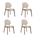 BUN/LOA001/95856 Set of 4 Beige Upholstered Dining Chairs with Dark Wood Legs - Leona