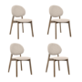 Set of 4 Cream Upholstered Dining Chairs with Dark Wood Legs - Leona