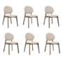 Set of 6 Cream Upholstered Dining Chairs with Dark Wood Legs - Leona