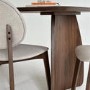 Rectangular Walnut Curved Leg Dining Table Set with 4 Cream Upholstered Chairs - Seats 4 - Leona