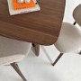 Rectangular Walnut Curved Leg Dining Table Set with 4 Cream Upholstered Chairs - Seats 4 - Leona