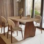 Walnut Curved Leg Dining Table with 4 Cream Dining Chairs - Leona