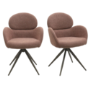 Walnut Curved Leg Dining Table Set with 4 Rust Boucle Swivel Dining Chairs - Leona
