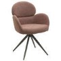 Walnut Curved Leg Dining Table Set with 4 Rust Boucle Swivel Dining Chairs - Leona