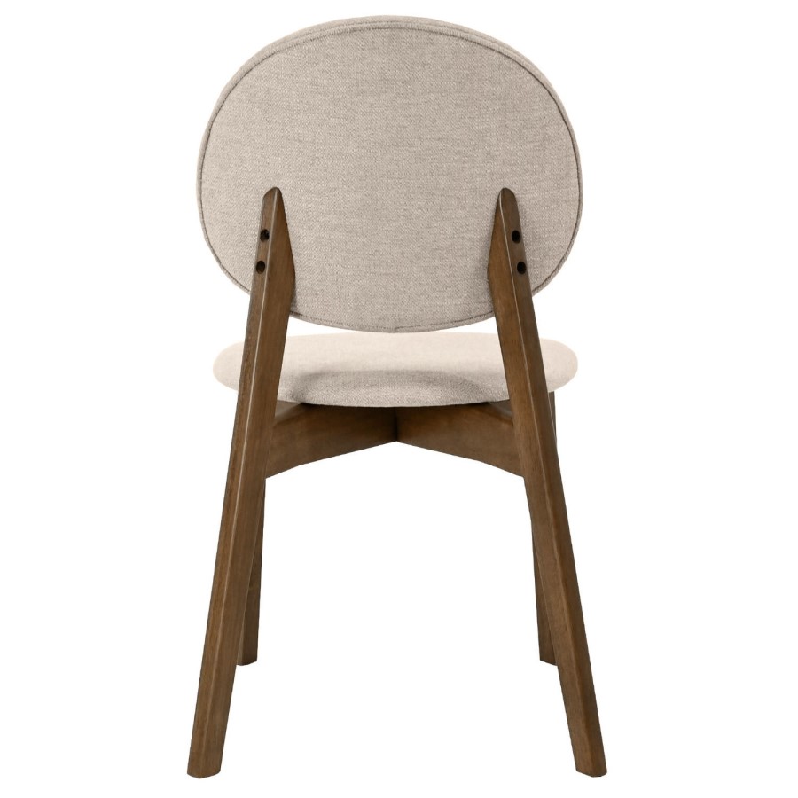 Walnut Curved Leg Dining Table with 6 Cream Dining Chairs - Leona