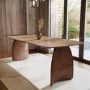 Walnut Curved Leg Dining Table with 6 Cream Dining Chairs - Leona