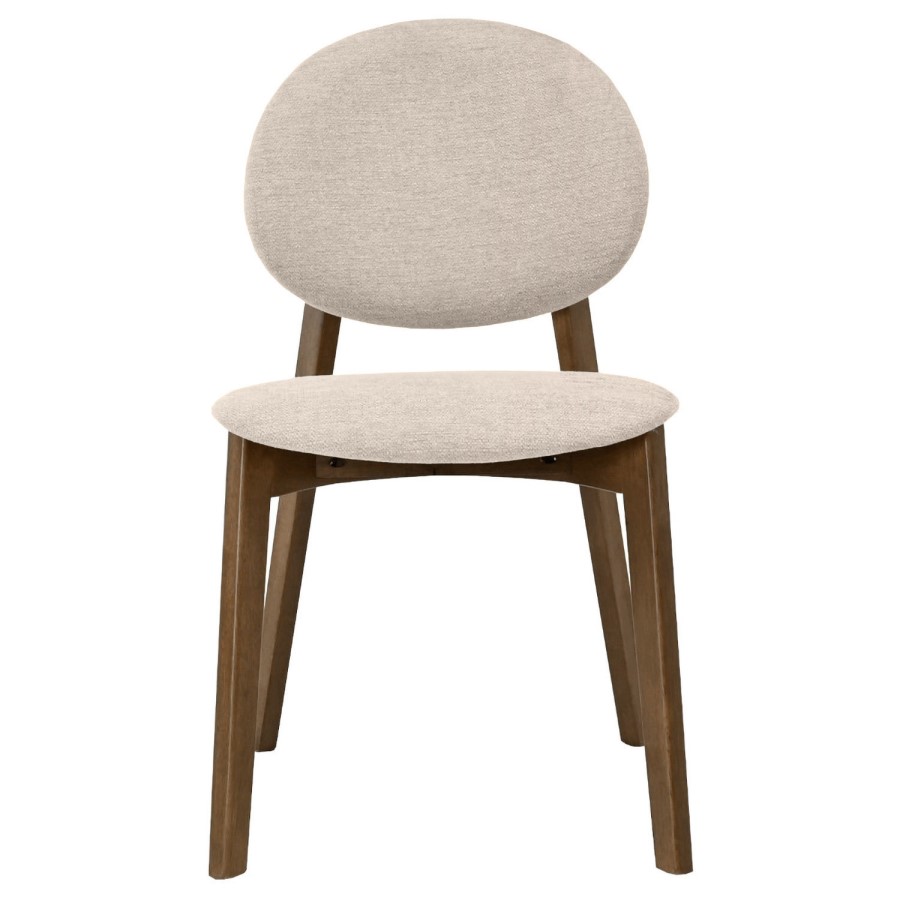 Walnut Curved Leg Dining Table with 6 Cream Dining Chairs - Leona