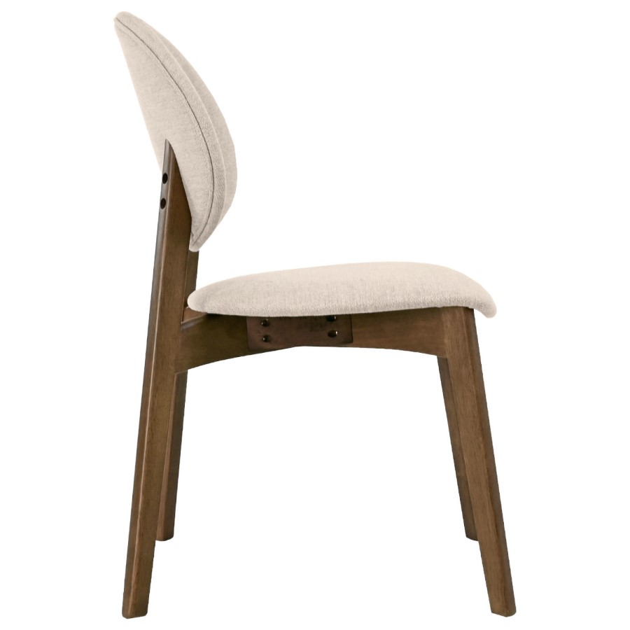 Walnut Curved Leg Dining Table with 6 Cream Dining Chairs - Leona