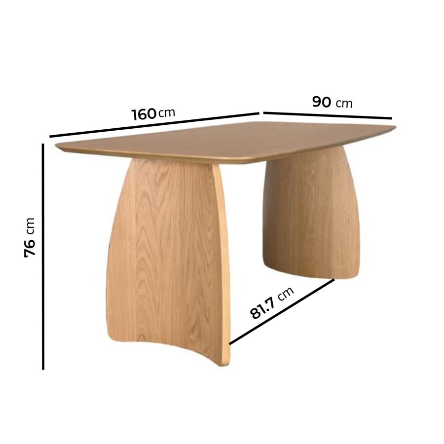 Oak Curved Leg Dining Table Set with 4 Cream Upholstered Dining Chairs - Seats 4 - Leona