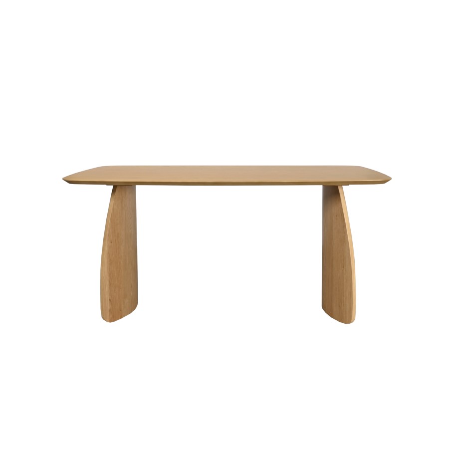 Oak Curved Leg Dining Table Set with 4 Cream Upholstered Dining Chairs - Seats 4 - Leona
