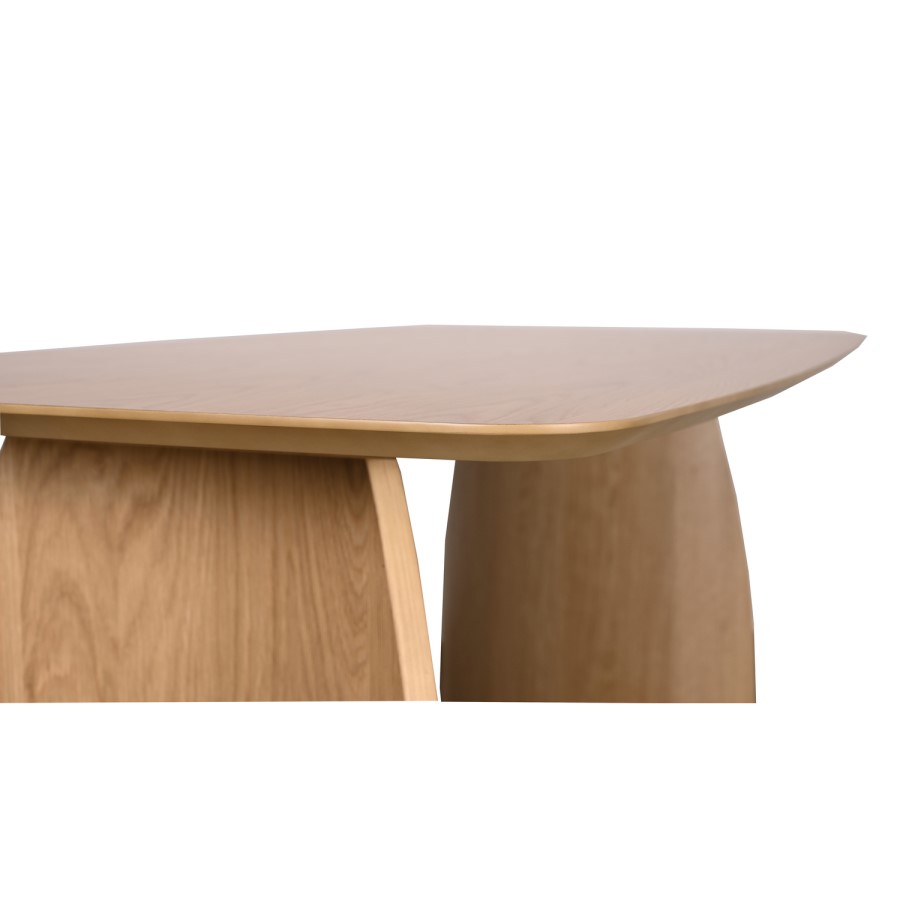 Oak Curved Leg Dining Table Set with 4 Cream Upholstered Dining Chairs - Seats 4 - Leona
