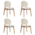 BUN/LOA005/97633 Set of 4 Cream Upholstered Dining Chairs with Oak Legs - Leona