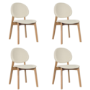 Set of 4 Cream Upholstered Dining Chairs with Oak Legs - Leona