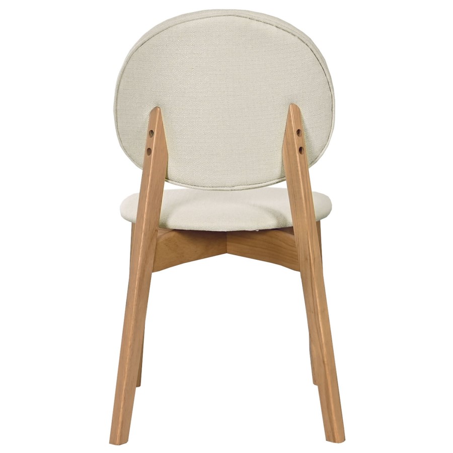 Oak Curved Leg Dining Table Set with 4 Cream Upholstered Dining Chairs - Seats 4 - Leona