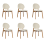 Set of 6 Cream Upholstered Dining Chairs with Oak Legs - Leona