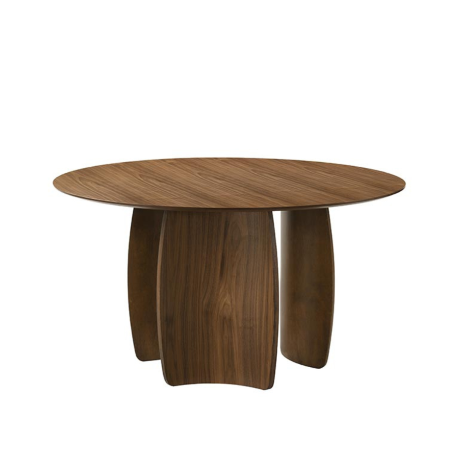 Round Walnut Curved Leg Dining Table - Seats 6 - Leona
