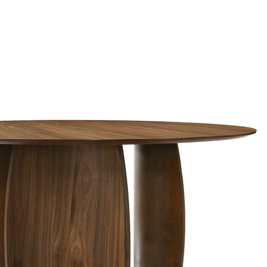 Round Walnut Curved Leg Dining Table - Seats 6 - Leona
