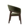 Set of 2 Walnut & Olive Green Velvet Curved Dining Chairs - Owen
