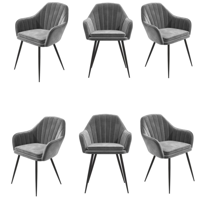 Set of 6 Grey Velvet Tub Dining Chairs Logan Furniture123