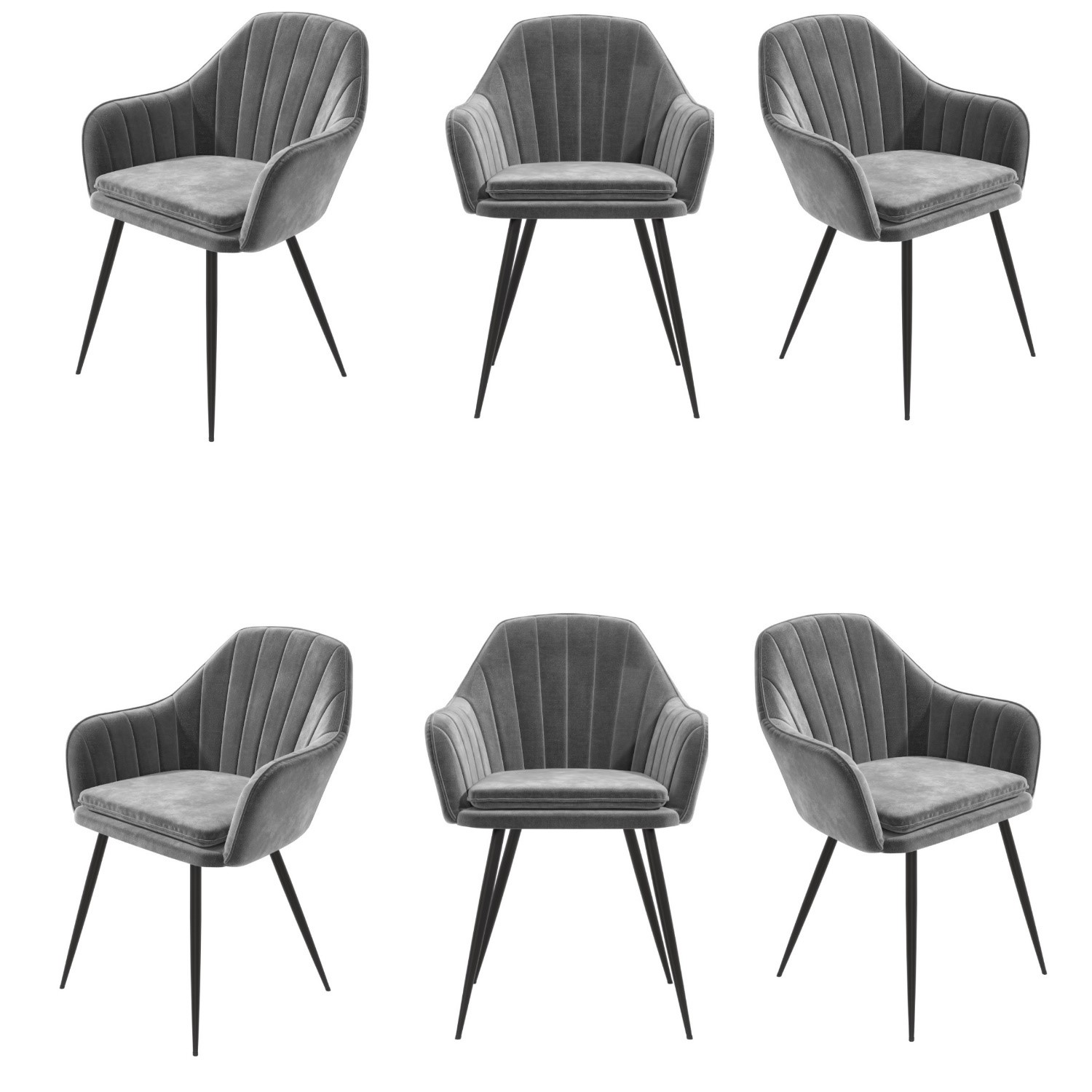 Set Of 6 Grey Velvet Tub Dining Chairs Logan Furniture123 set-of-6-grey-velvet-tub-dining-chairs-logan-furniture123