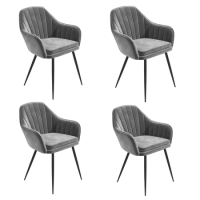 Set of 4 Grey Velvet Dining Armchairs - Logan