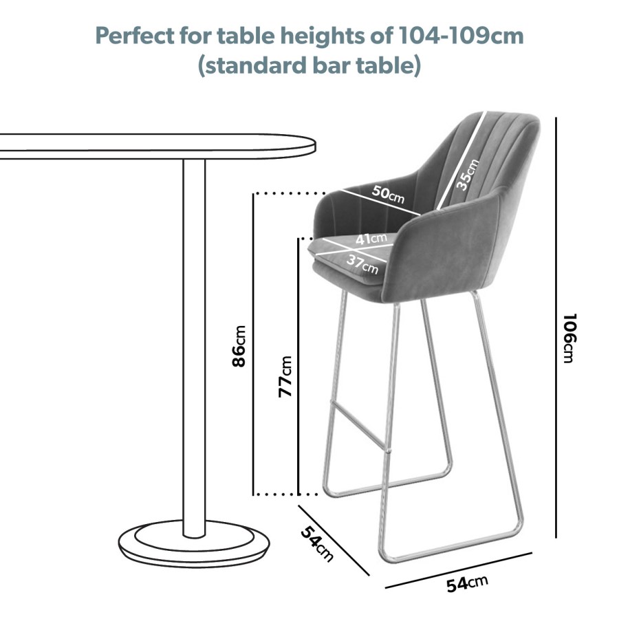 Set of 2 Grey Velvet Bar Stools with Backs - 77cm - Logan
