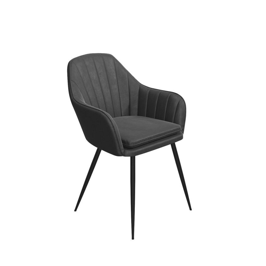 Set of 4 Grey Faux Leather Dining Chairs - Logan