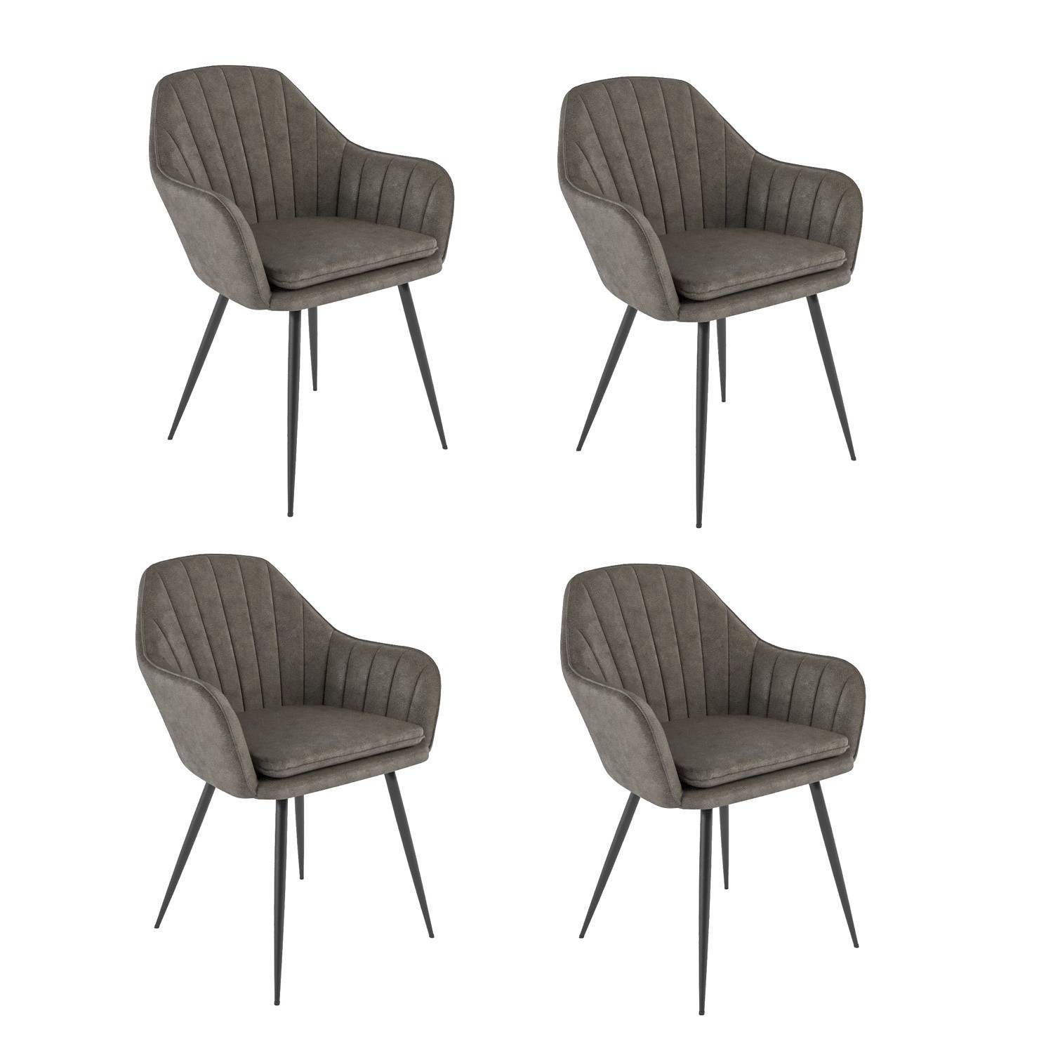 Photo of Set of 4 dove grey faux leather tub dining chairs - logan