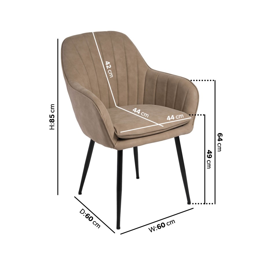 Set of 6 Beige Faux Leather Dining Chairs - Logan
