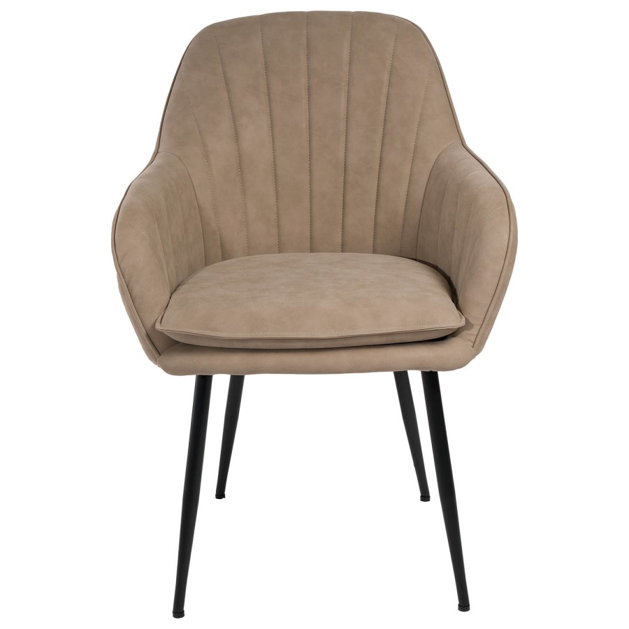 Set of 6 Beige Faux Leather Dining Chairs - Logan
