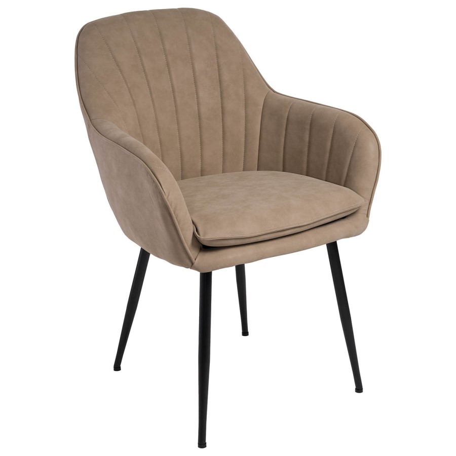Set of 6 Beige Faux Leather Dining Chairs - Logan