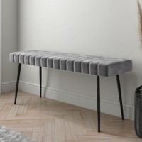 Grey Velvet Hallway Bench - Seats 2 - Logan