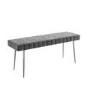 Large Grey Velvet Hallway Bench with Chrome Legs - Seats 2 - Logan