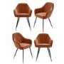 Set of 4 Orange Velvet Tub Dining Chairs - Logan