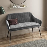 Grey Velvet Hallway Bench with Back - Seats 2 - Logan