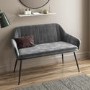 Grey Velvet Hallway Bench with Back - Seats 2 - Logan
