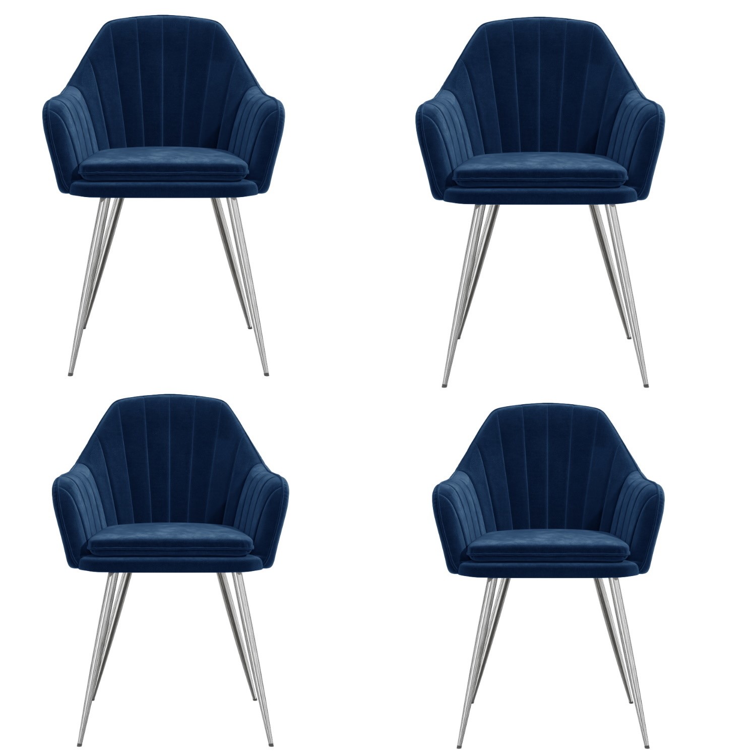 Navy Blue Velvet Dining Tub Chairs, Navy Blue Velvet Dining Chairs Set Of 4