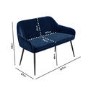 Large Navy Velvet Hallway Bench with Back - Seats 2 - Logan