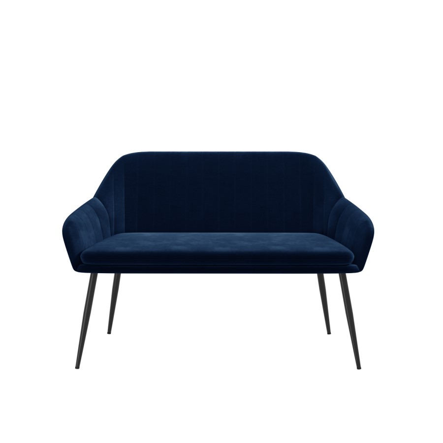 Large Navy Velvet Hallway Bench with Back - Seats 2 - Logan