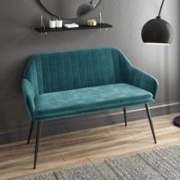 Teal Velvet  Hallway Bench with Back - Seats 2 - Logan