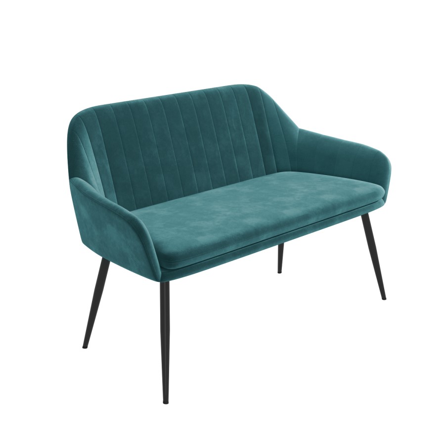 Teal Velvet  Hallway Bench with Back - Seats 2 - Logan
