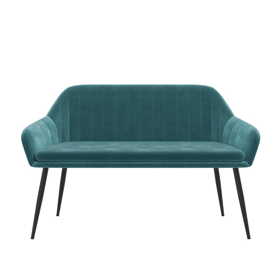 Teal Velvet  Hallway Bench with Back - Seats 2 - Logan