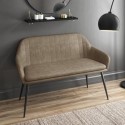 BUN/LOG024/78840 Large Beige Faux Leather Hallway Bench with Back - Seats 2 - Logan
