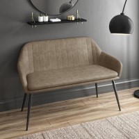 Large Beige Faux Leather Hallway Bench with Back - Seats 2 - Logan Large Beige Faux Leather Hallway Bench with Back - Seats 2 - Logan