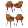 Set of 4 Tan Faux Leather Tub Dining Chairs - Logan