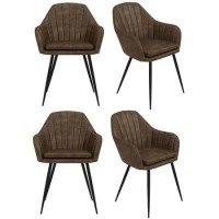 Set of 4 Brown Faux Leather Dining Chairs - Logan